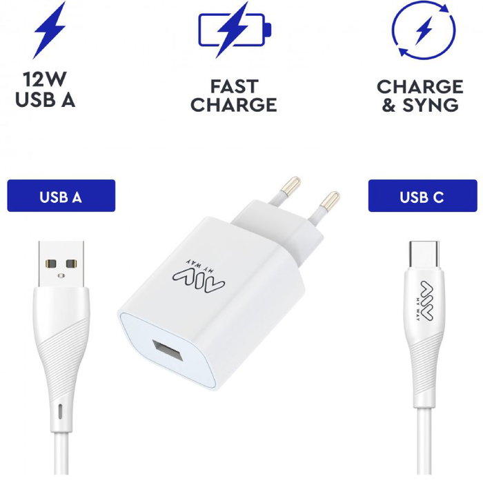 Myway mywepak0002 Cargador de pared USB Tipo C 15W con Cable